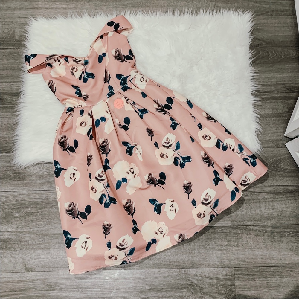 SOLD- Chi Chi London floral print Bardot Dress